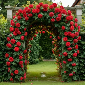 Роза плетистая Алый Триумф купить по цене от 319р. в интернет-магазине «Посадика» с доставкой почтой в в Комсомольск-на-Амурее и по всей России – [изображение №1].